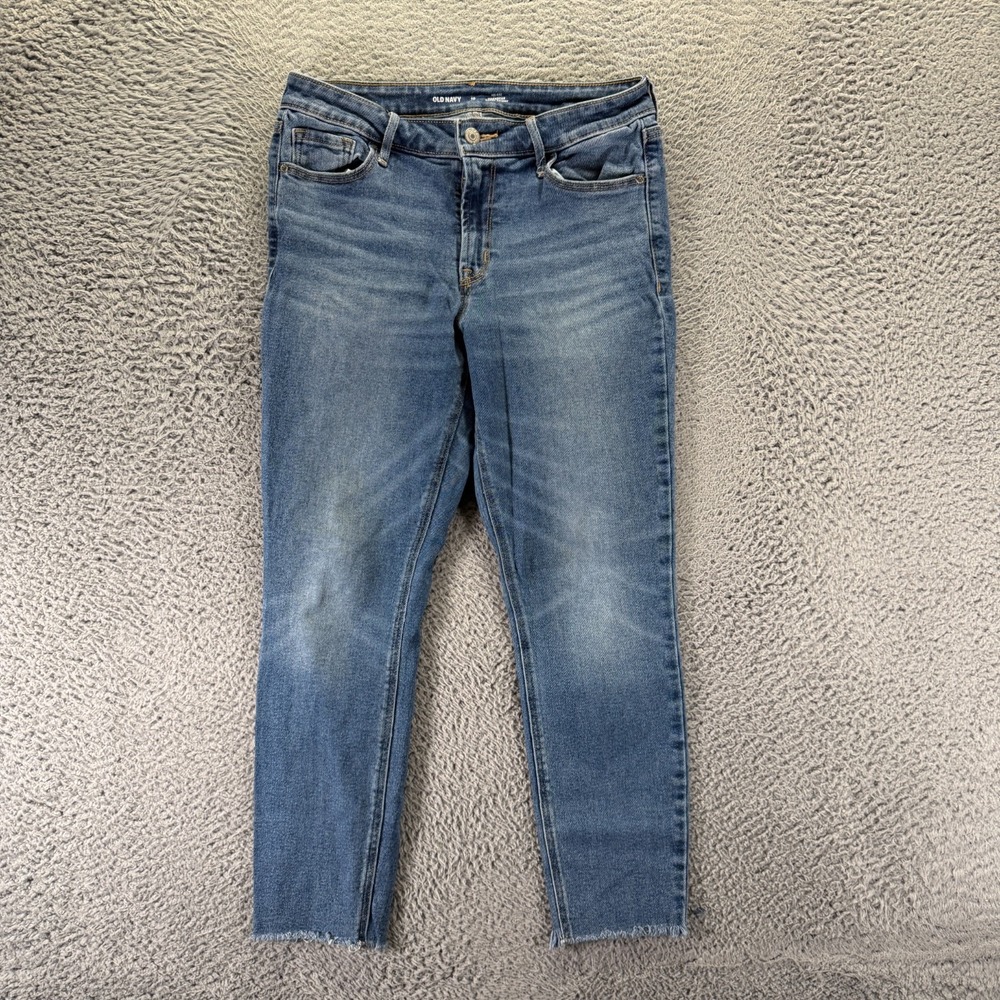 Old Navy Rockstar Jeans Womens 10 Blue Cotton Denim Skinny Whiskered Stretch